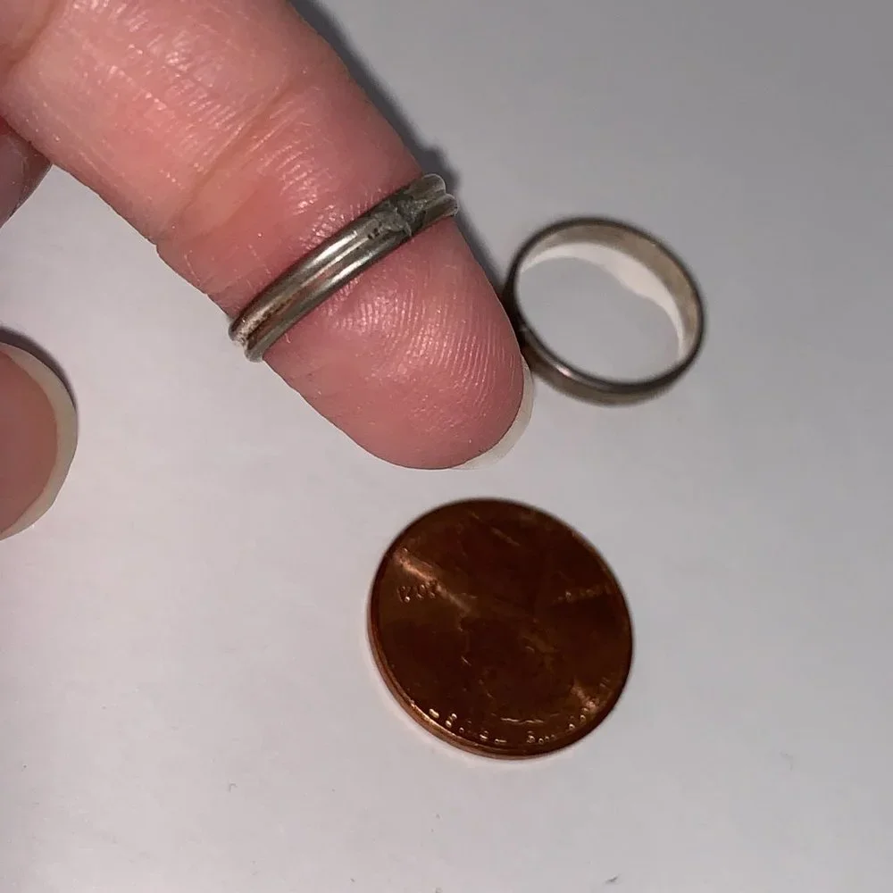 COPY - Sterling Silver Thin Double Band Ring, Size 3 1/4